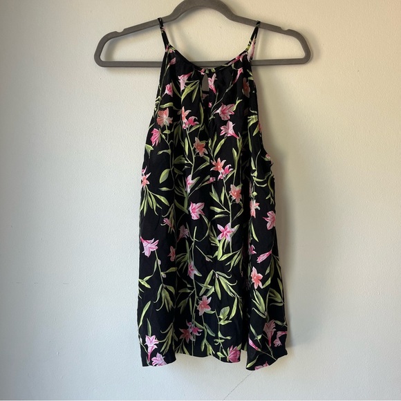 GAP Floral Spaghetti Strap Tank Top Women’s Small Black Pink Green Summer Blouse - Picture 8 of 9